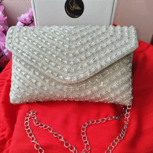Glam Diamond-Embroidered Clutch