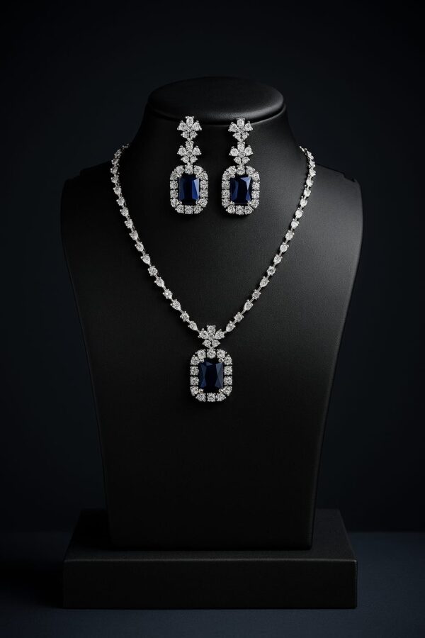 Alia Bhatt Inspired American Diamond Necklace Set – Starry Elegance, Celebrity Glam