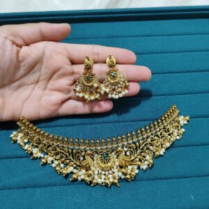 Traditional Peacock design Temple choker set