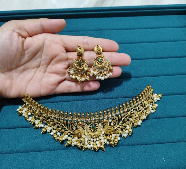 Traditional Peacock design Temple choker set