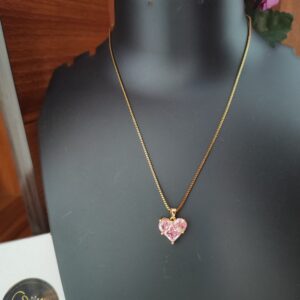 Pink Heart Pendant Chain – A Sparkle of Love, Forever Yours