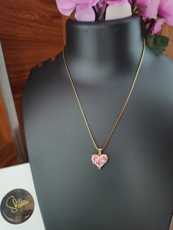 Pink Heart Pendant Chain – A Sparkle of Love, Forever Yours