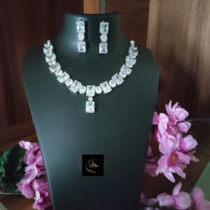 American diamond square shape necklace set