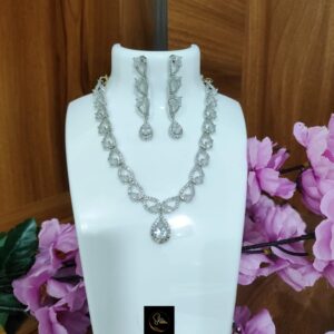 Drop design American diamond necklace set