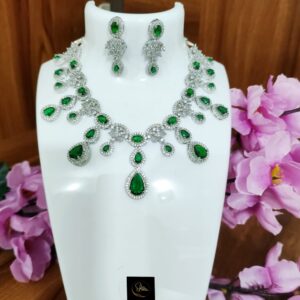 Emerald Green American diamond necklace set