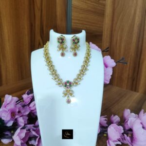 Golden Multicolour CZ stone Necklace set