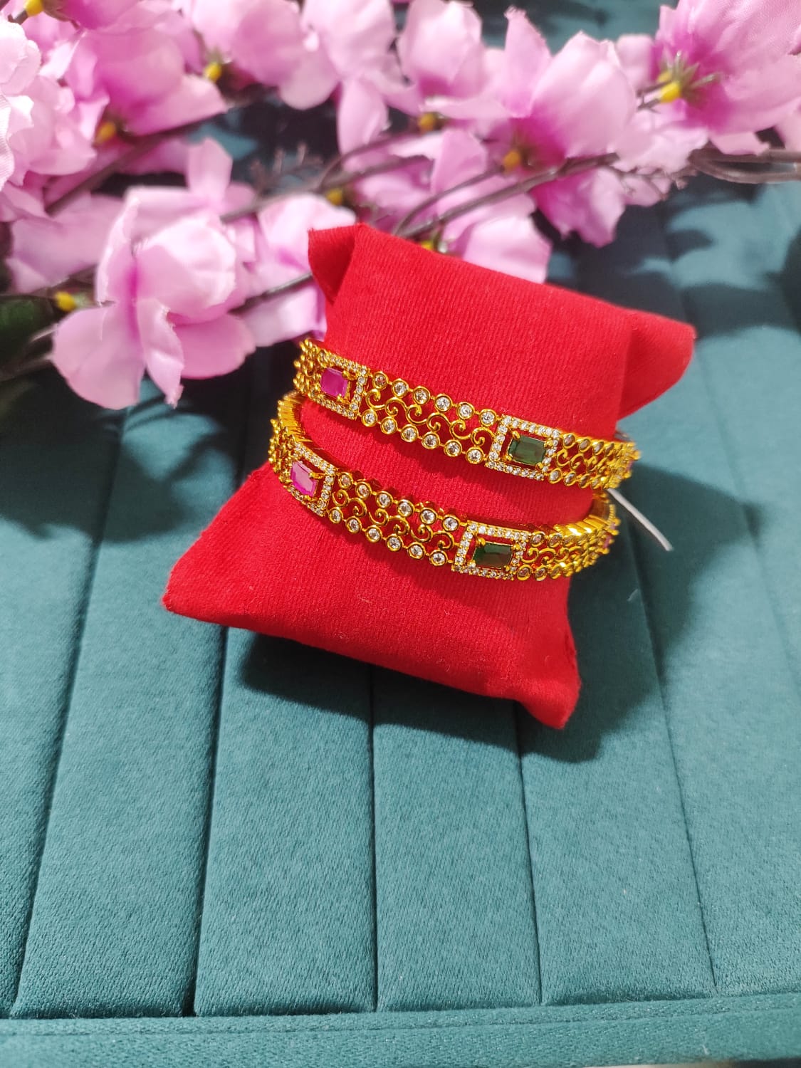Golden Polish CZ stone Bangles