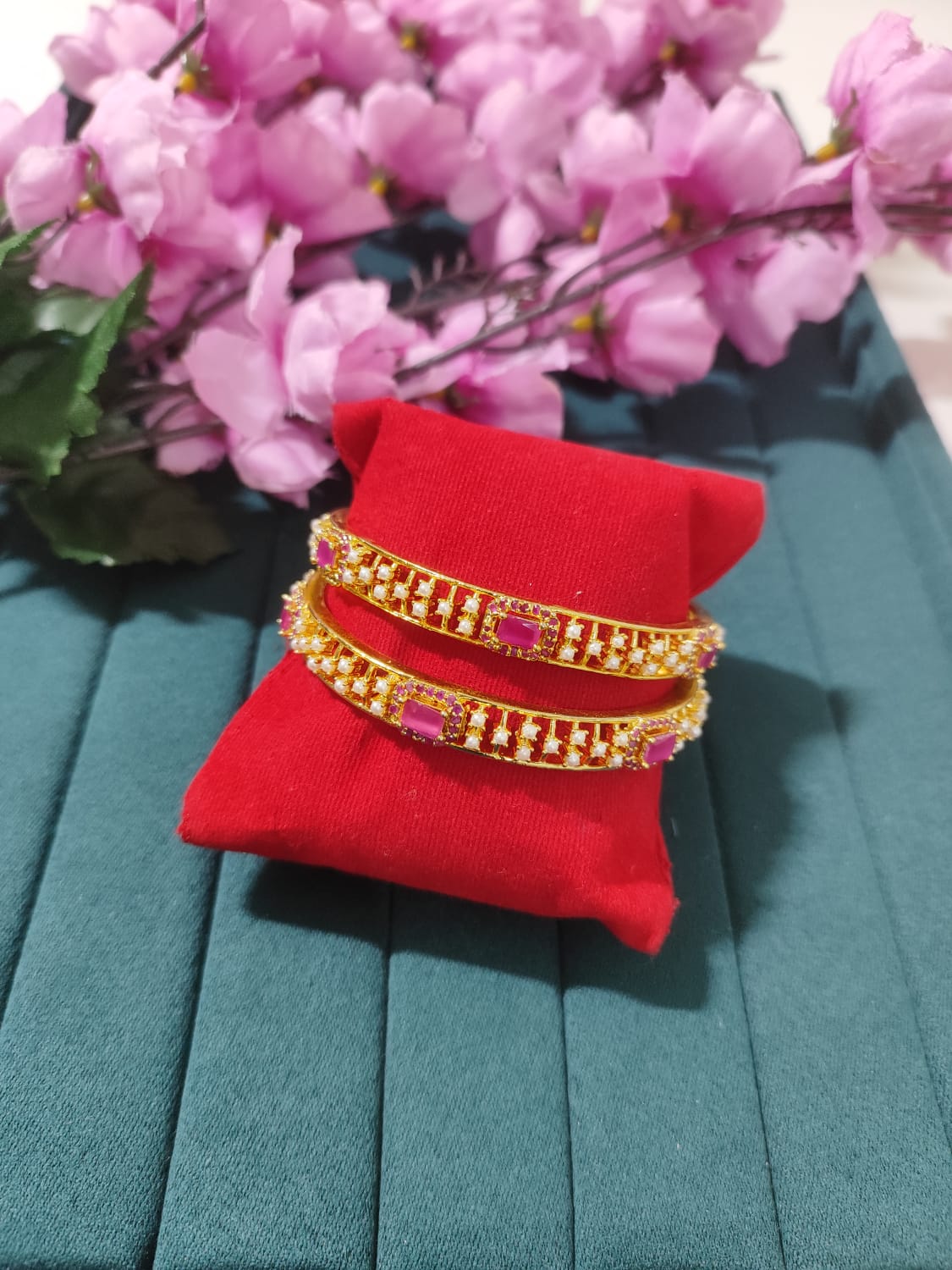 Golden Polish Pearl Bangles