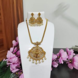 Lakshmi design Traditional Golden colour Pendant set