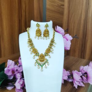 Lakshmi design Traditional Golden colour necklace set