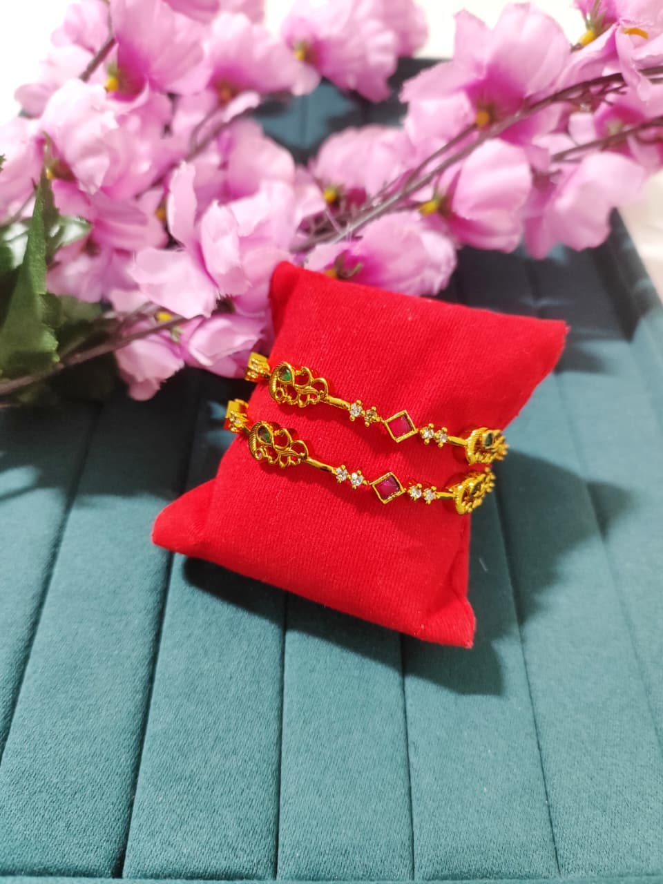 Peacock design Golden Polish Bangles
