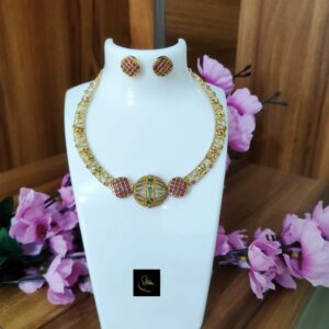 Traditional Golden colour Hasli with studs