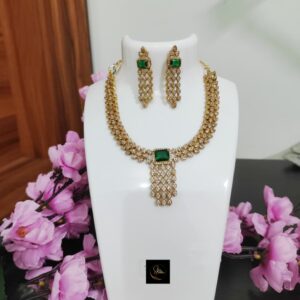 Golden Finish CZ stone Necklace set Colors